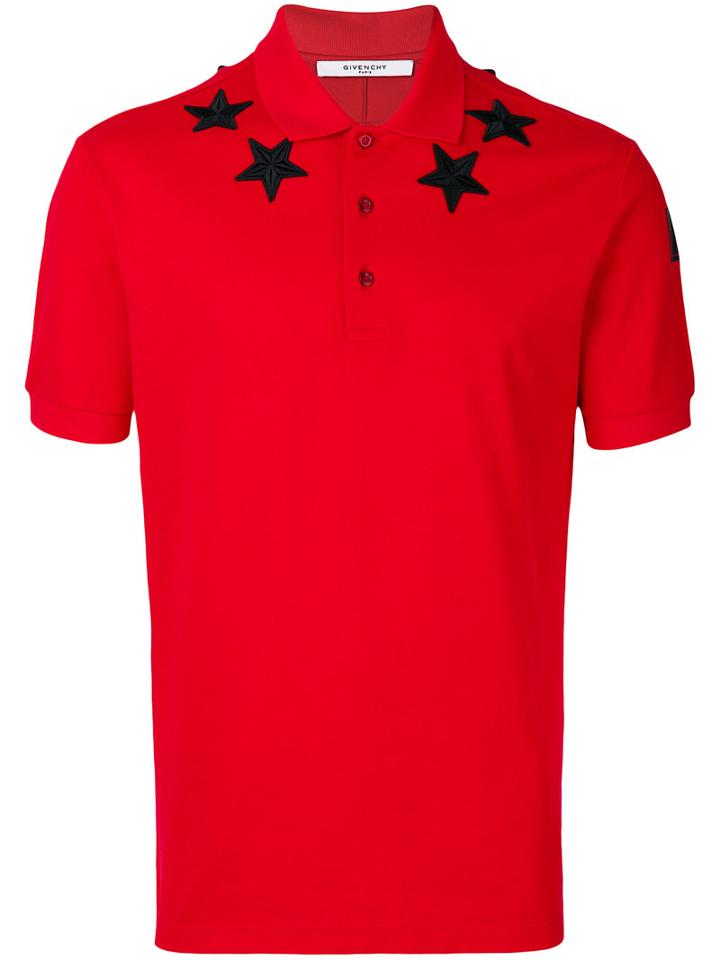 Givenchy - Star Patch Polo Shirt - Men - Cotton/polyester - S, Red, Cotton/polyester