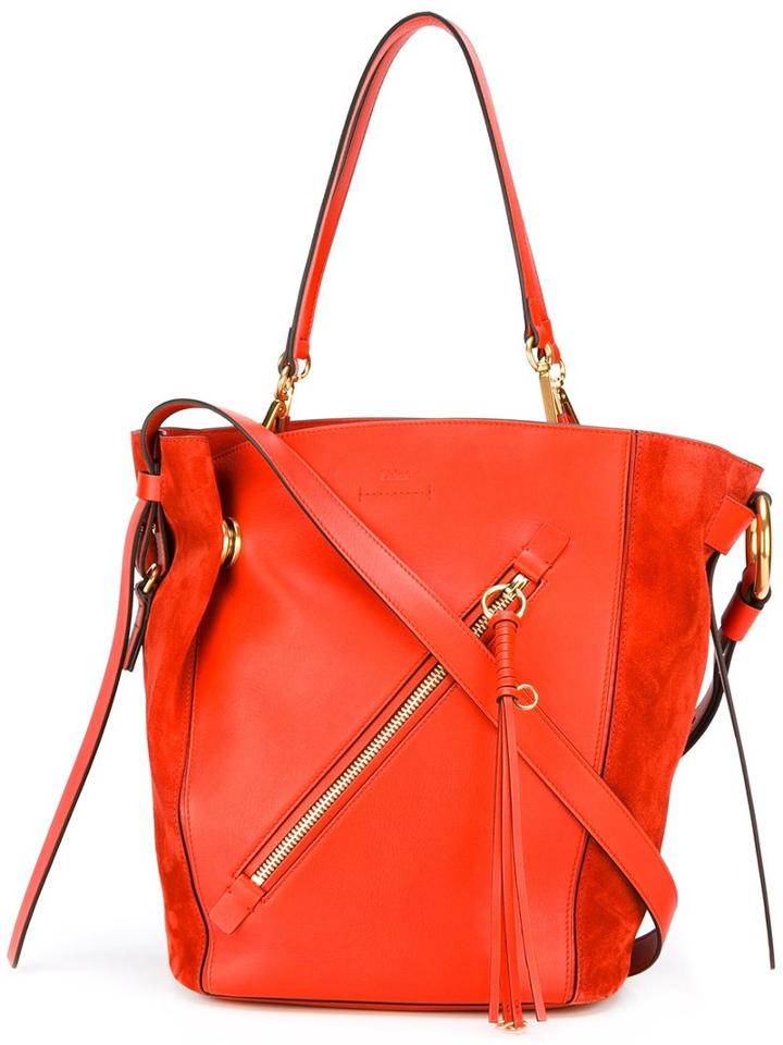 Chloé Myer Tote, Yellow/orange, Leather/suede