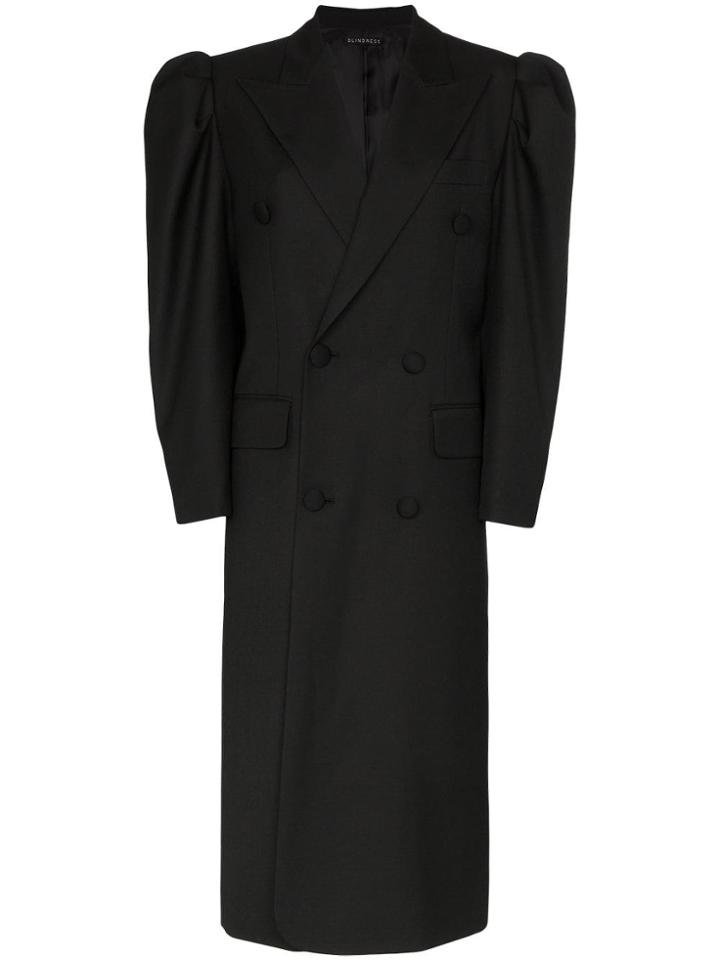 Blindness Double Breasted Oversized Coat - Black