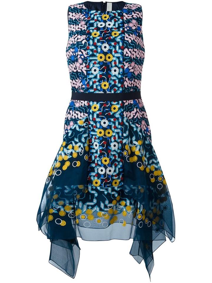 Peter Pilotto Geometric Embroidered Dress, Women's, Size: 10, Silk/viscose/acetate/polyester