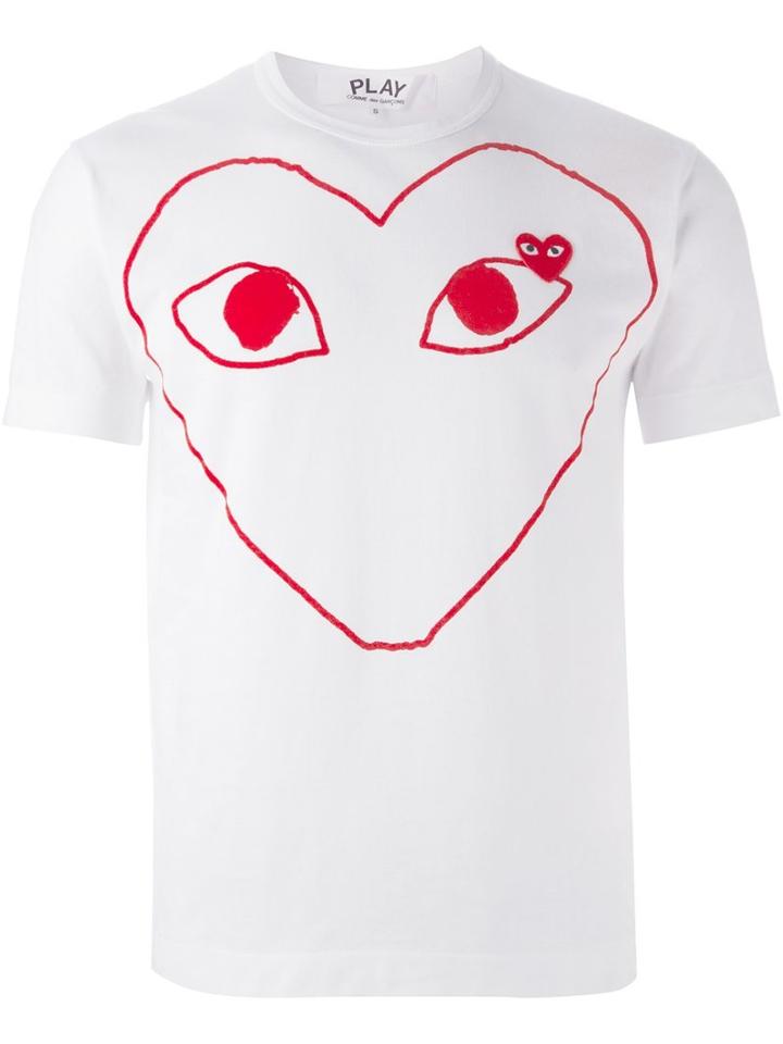 Comme Des Garçons Play - 'play' Heart Print T-shirt - Men - Cotton - Xl, White, Cotton