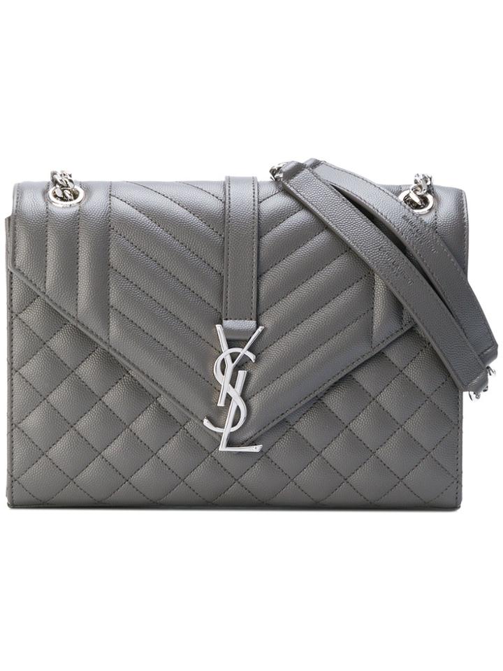 Saint Laurent Monogram Envelope Bag - Grey