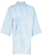 Maison Margiela Short-sleeved Tie Front Kimono Jacket - Blue