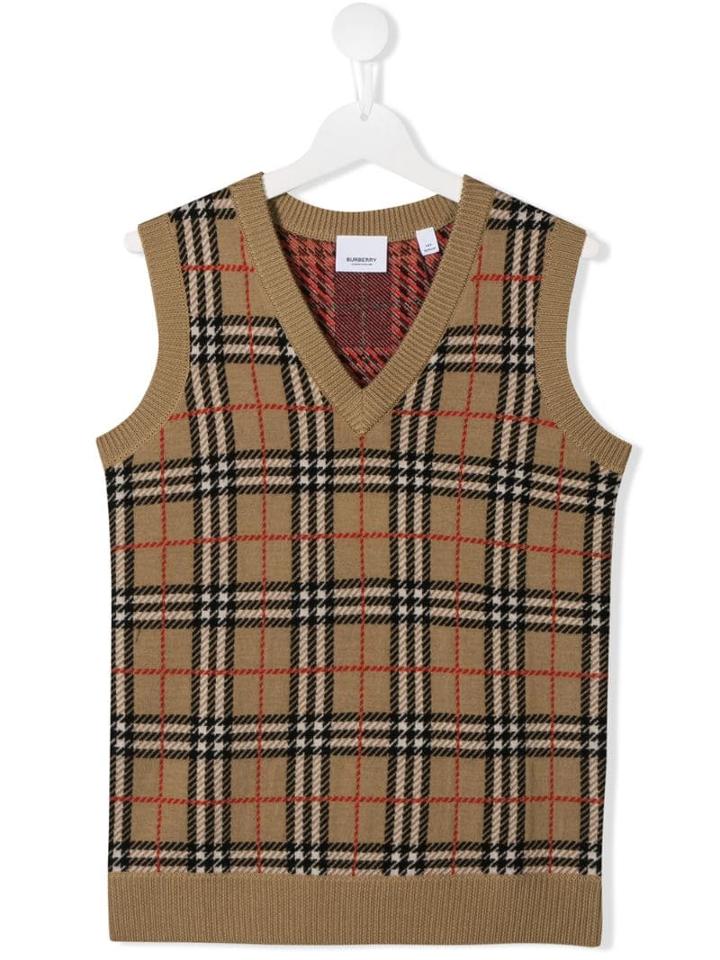 Burberry Kids Teen Vintage Check Sweater Vest - Brown