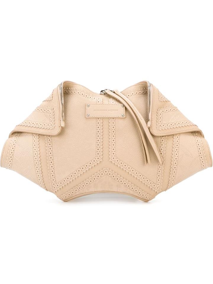 Alexander Mcqueen De Manta Clutch, Women's, Nude/neutrals, Leather