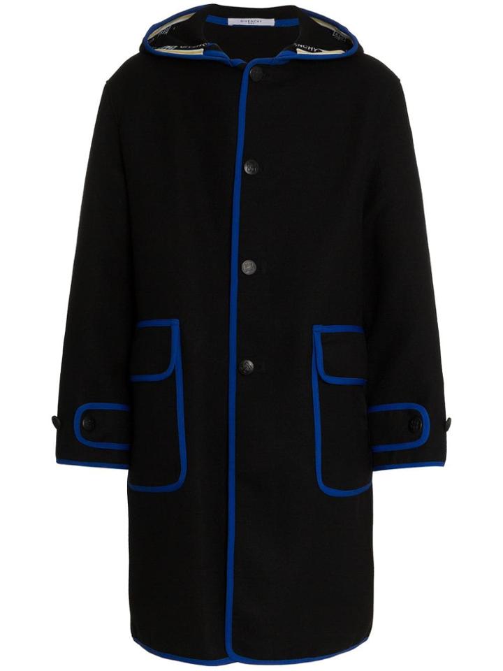 Givenchy Contrast Trim Parka Coat - Black