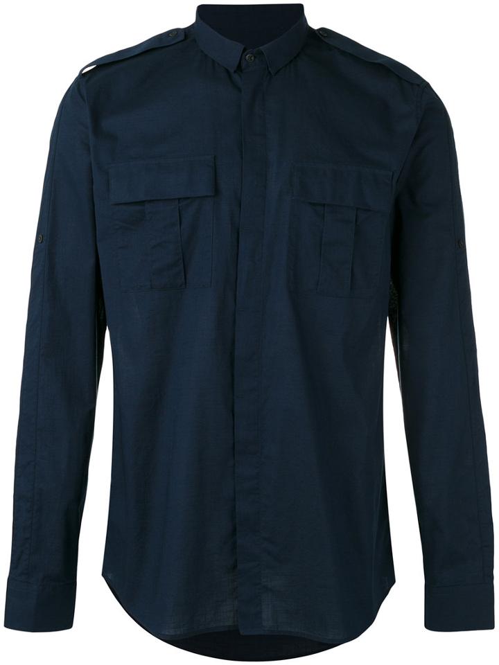 Balmain - Military Shirt - Men - Cotton - 42, Blue, Cotton