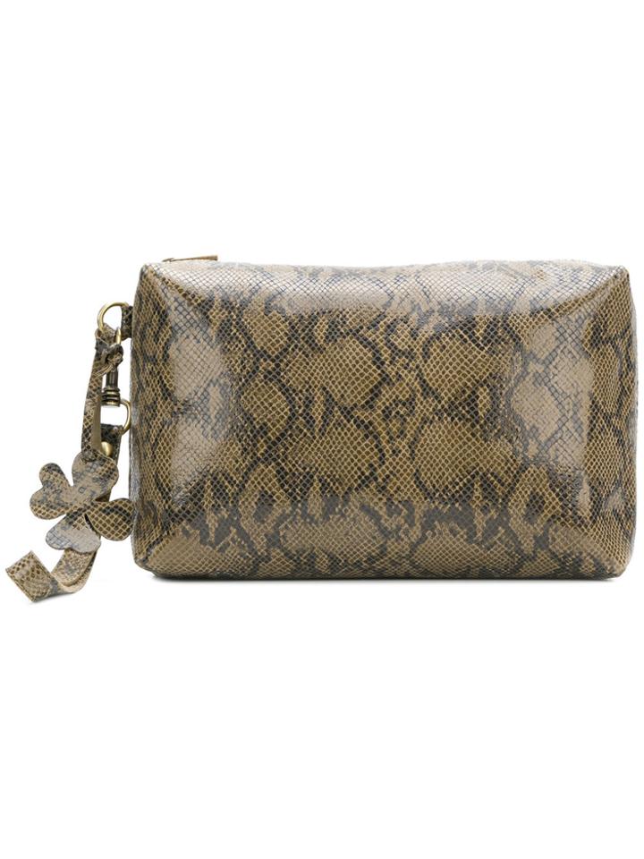 Danielapi Snake-print Oversized Wristlet Clutch - Nude & Neutrals