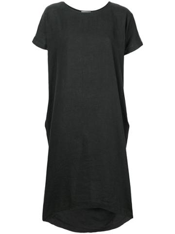 Black Crane Pleated Cocoon Dress