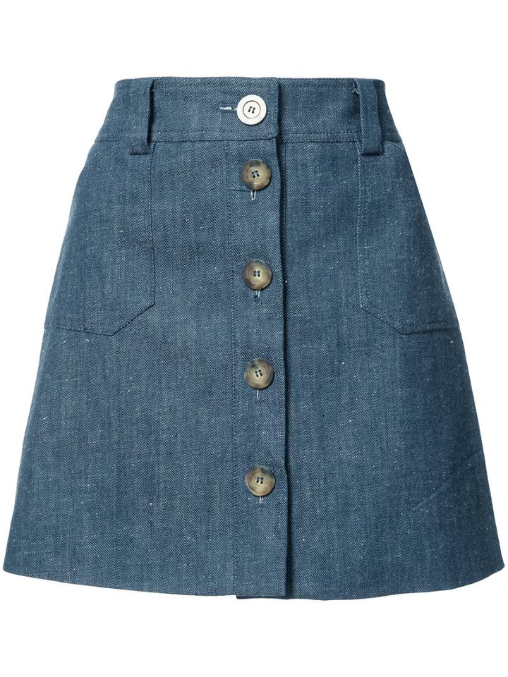 Ines De La Fressange Short A-line Skirt, Women's, Size: 36, Blue, Cotton
