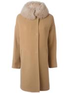 Herno Trim Mid Coat, Women's, Size: 44, Nude/neutrals, Cotton/polyamide/acetate/lamb Fur