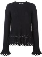 Derek Lam 10 Crosby Lace Trim Knitted Sweatshirt - Black