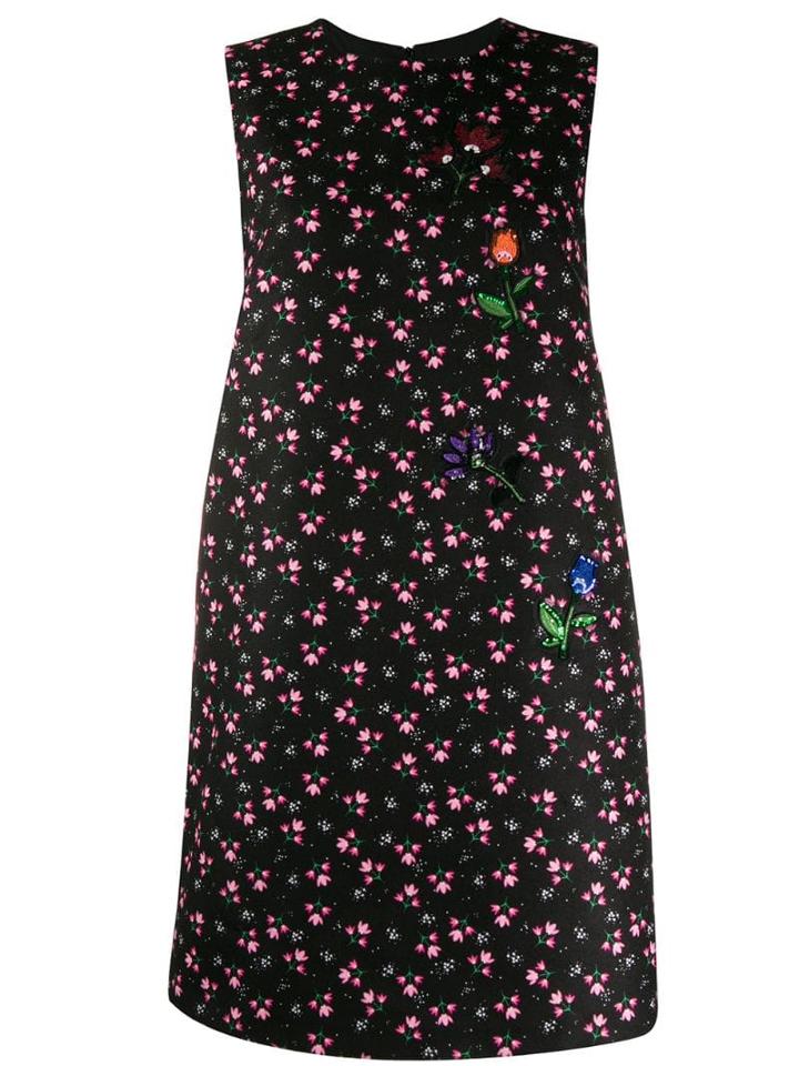 Be Blumarine Floral Print Shift Dress - Black