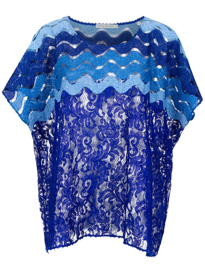Martha Medeiros Panelled Lace Blouse - Blue