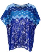 Martha Medeiros Panelled Lace Blouse - Blue