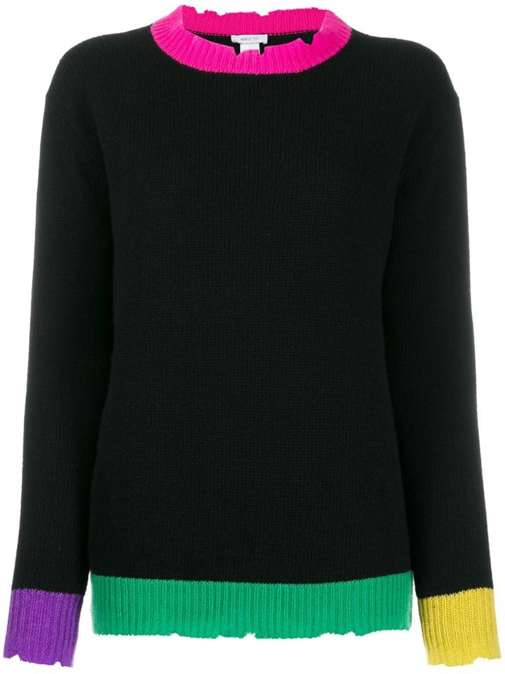 Avant Toi Colour Block Sweater - Black