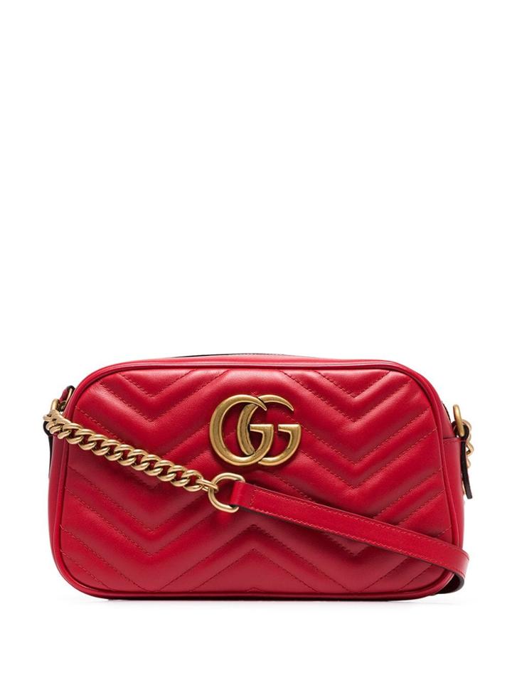 Gucci Small Gg Marmont Matelassé Camera Bag - Red