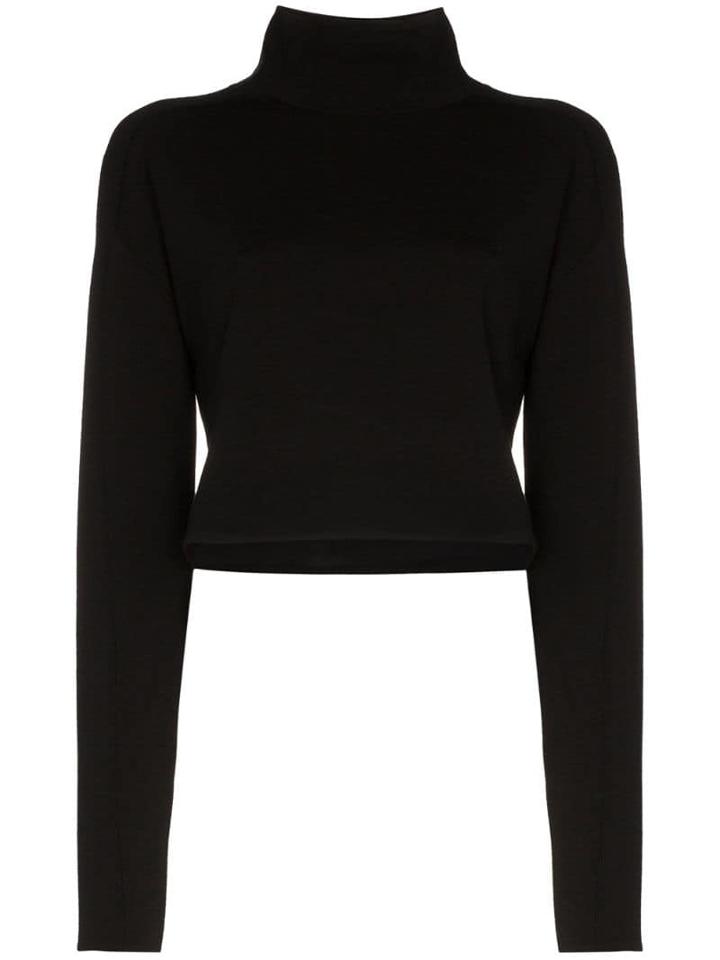 Helmut Lang Cropped Turtle-neck Jumper - Black