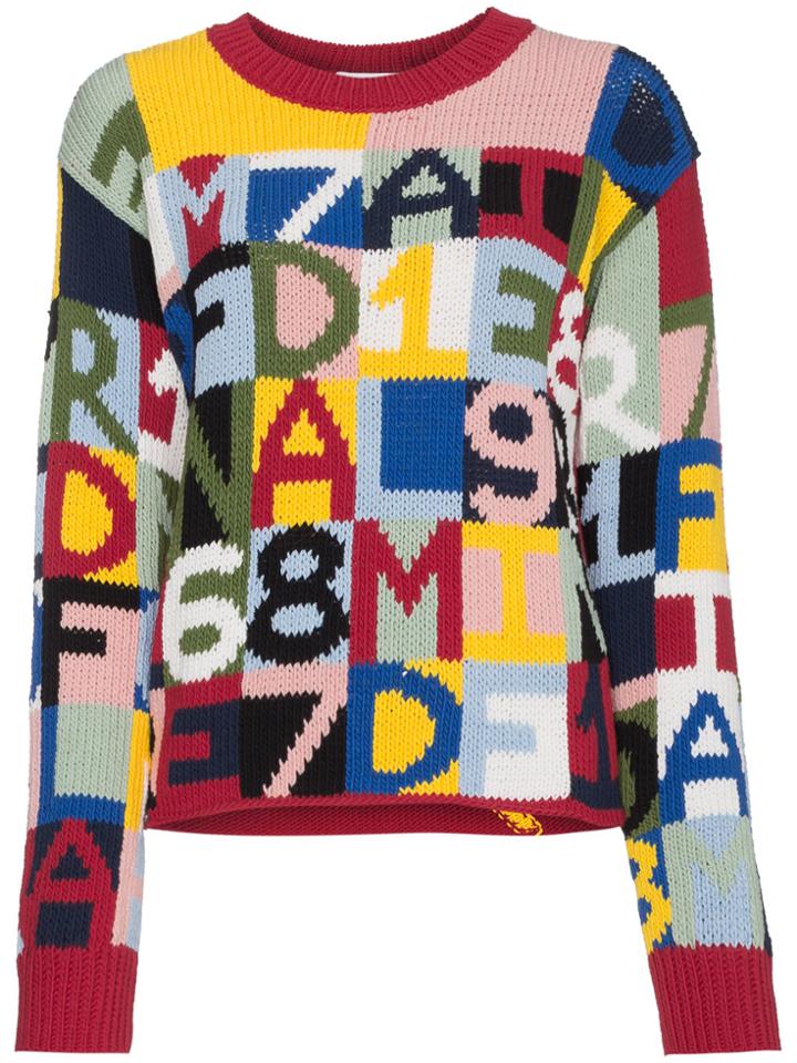 Frame Denim Letter Intarsia Cotton Blend Sweater - Multicolour
