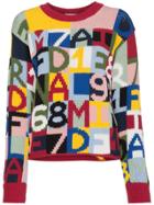 Frame Denim Letter Intarsia Cotton Blend Sweater - Multicolour