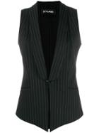 Styland Pinstripe Tailored Waistcoat - Black