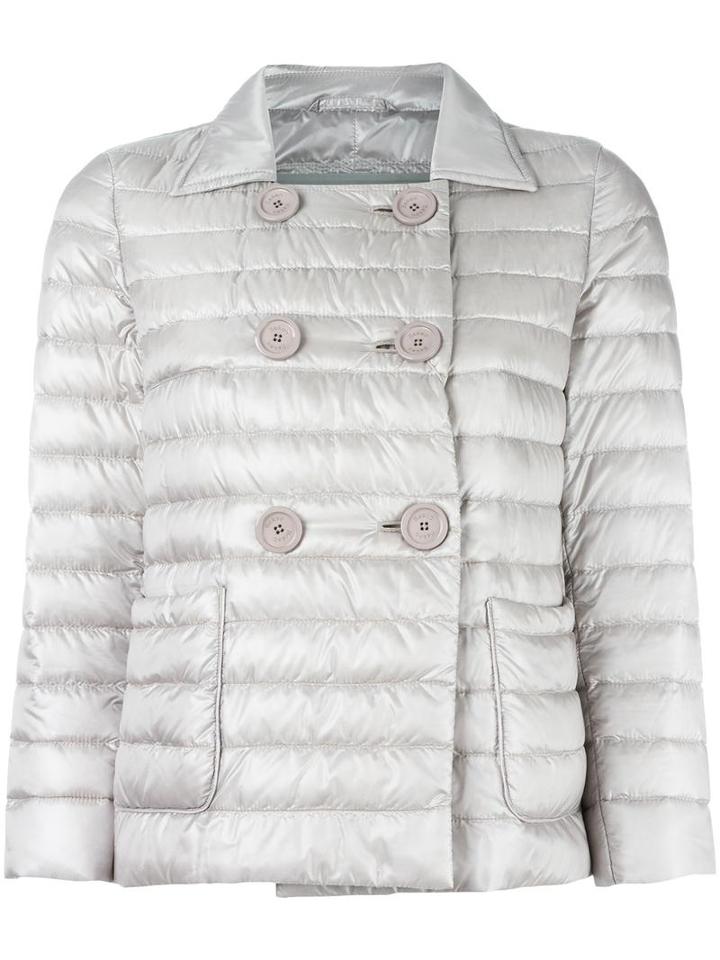Herno - Double-breasted Jacket - Women - Feather Down/polyamide - 44, Grey, Feather Down/polyamide