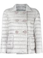 Herno - Double-breasted Jacket - Women - Feather Down/polyamide - 44, Grey, Feather Down/polyamide
