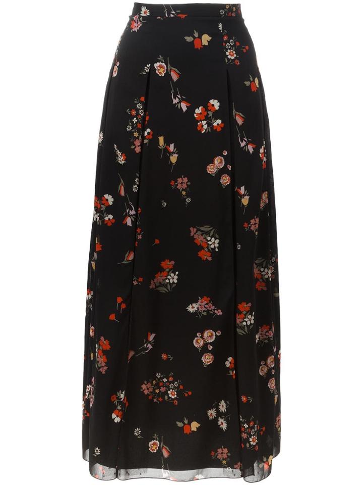 Red Valentino Floral Print Skirt - Black