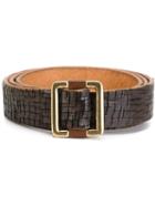 Eleventy Textured Buckle Belt, Women's, Size: 90, Brown, Leather/metal Other
