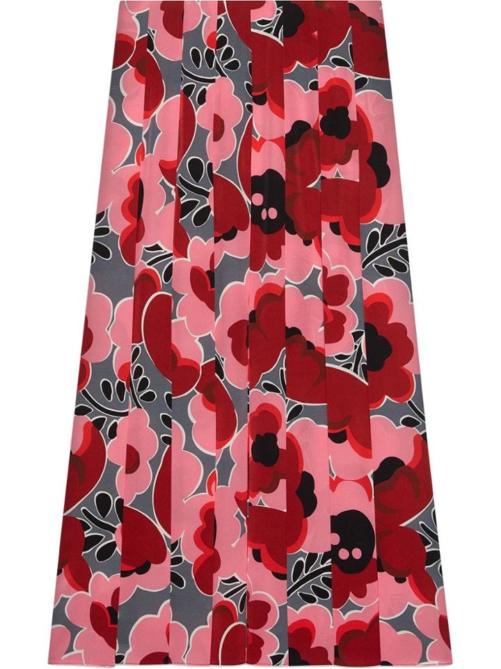 Gucci Poppies Silk Skirt - Pink