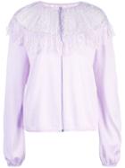 Giambattista Valli Floral Lace Detail Knitted Top - Purple