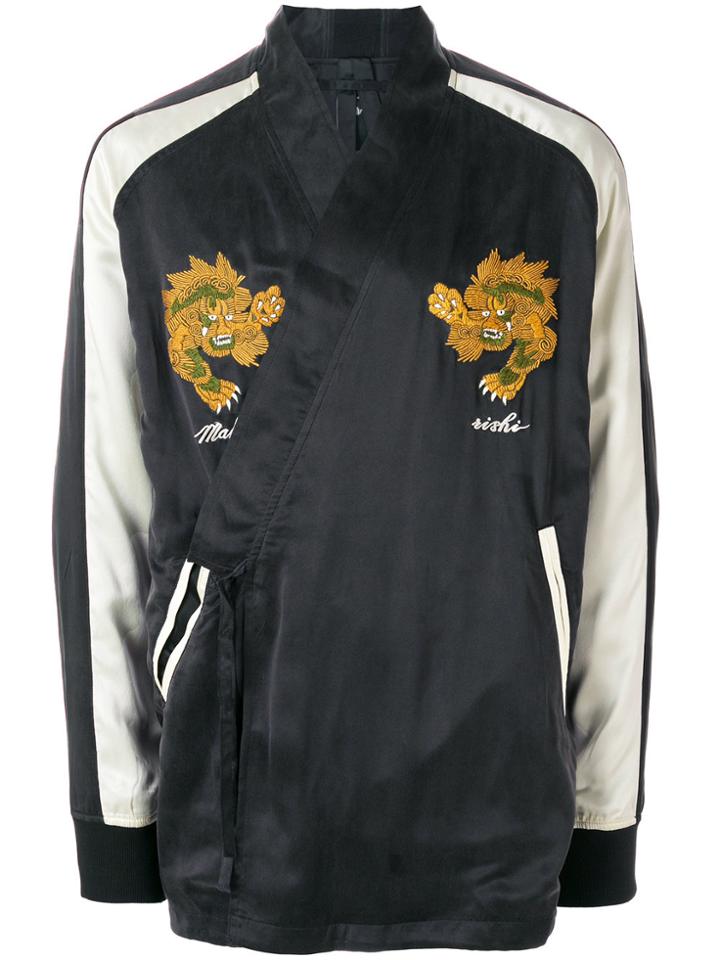 Maharishi Embroidered Wrap Tied Jacket - Black