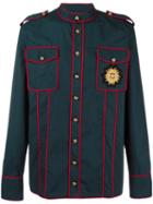 Balmain Military Shirt, Men's, Size: 40, Blue, Cotton/acrylic