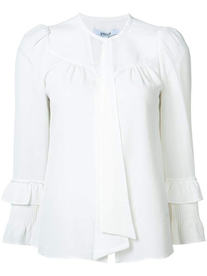 Derek Lam 10 Crosby Neck Tie Blouse, Women's, Size: 2, White, Silk/acetate