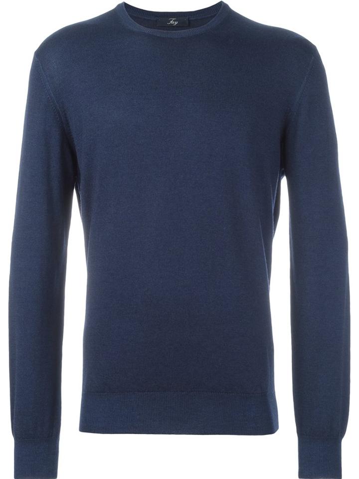 Fay Ribbed Knitted Sweater, Men's, Size: 50, Blue, Virgin Wool
