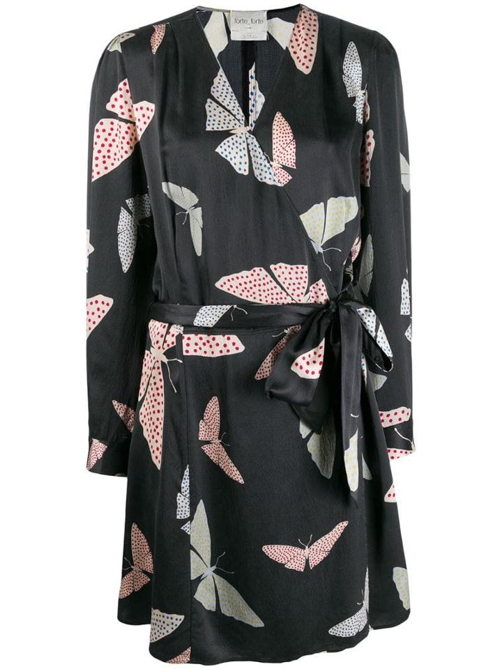 Forte Forte Silk Printed Wrap Dress - Grey