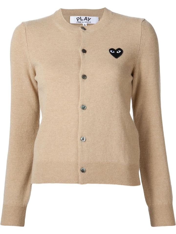 Comme Des Garçons Play Embroidered Heart Cardigan - Neutrals