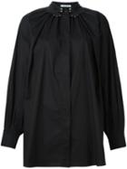 Vivetta Collar Detail Ruffled Shirt, Women's, Size: 38, Black, Cotton/spandex/elastane