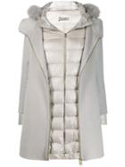 Herno Herno Gc0245d38019 9408 Grey Cashmere/polyimide/fox Fur - White