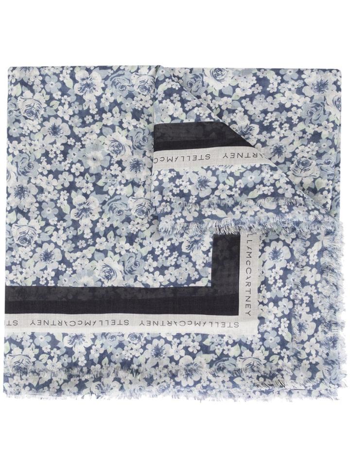 Stella Mccartney Logo Floral Scarf - Blue