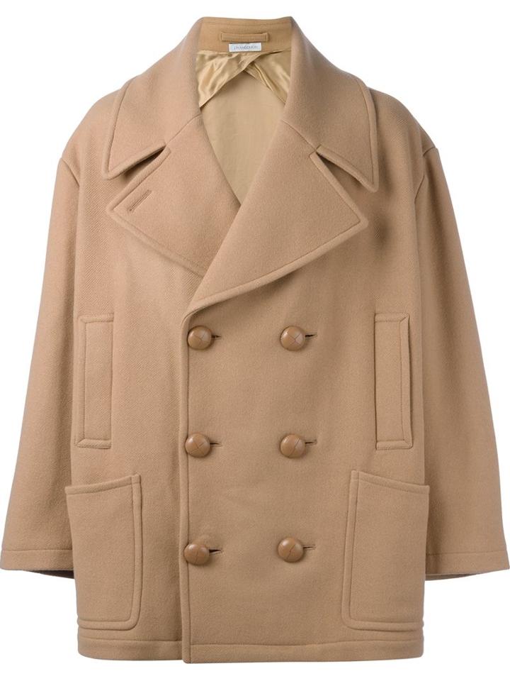J.w.anderson Oversized Peacoat, Men's, Size: 46, Brown, Cotton/polyamide/wool