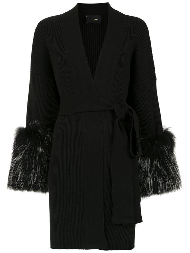 Andrea Bogosian Fur Trimmed Coat - Black