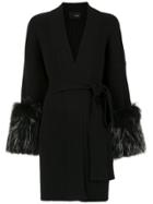 Andrea Bogosian Fur Trimmed Coat - Black