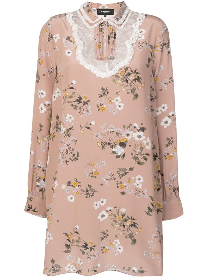 Rochas Floral Lace Detail Dress - Nude & Neutrals