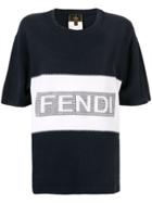 Fendi Pre-owned Logo Embroidery T-shirt - Blue