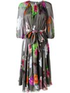 Blumarine - Floral Print Semi-sheer Dress - Women - Silk/spandex/elastane - 44, Grey, Silk/spandex/elastane