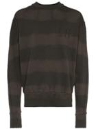 Liam Hodges Bleached Stripe Logo Embroidered Cotton Sweatshirt - Black