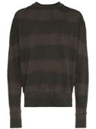 Liam Hodges Bleached Stripe Logo Embroidered Cotton Sweatshirt - Black