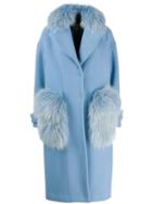 Blancha Fur Trim Coat - Blue