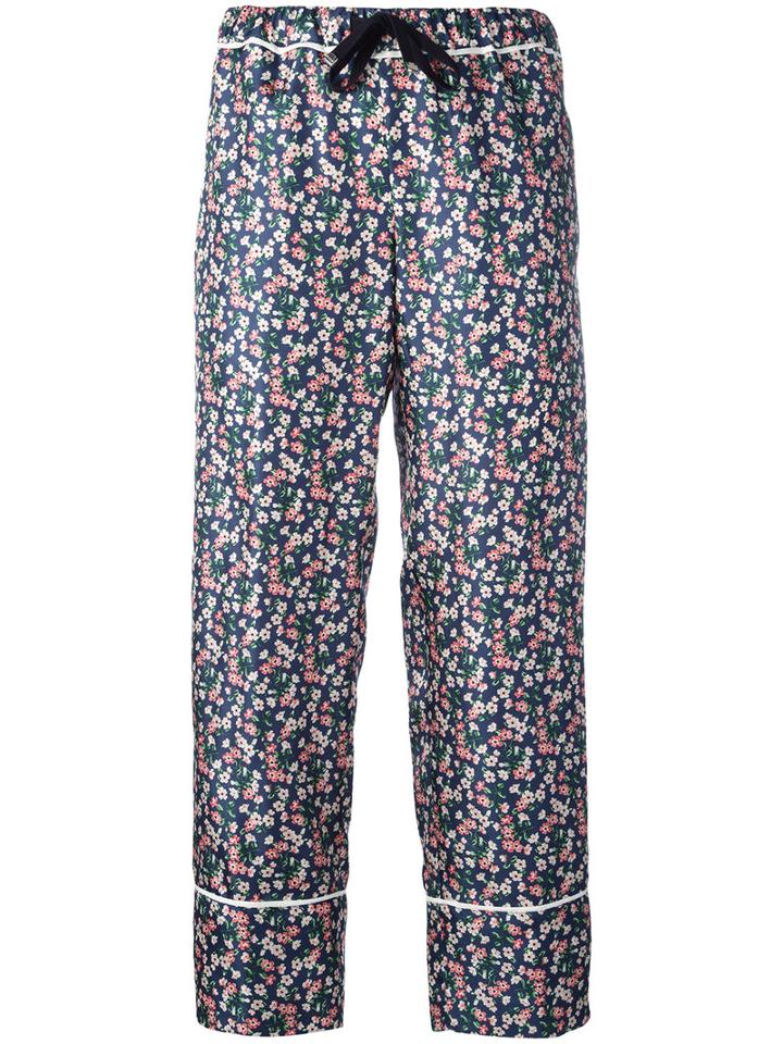 Moncler Floral Print Cropped Trousers, Women's, Size: 44, Silk
